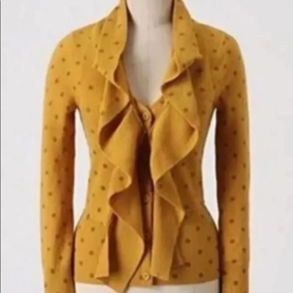 Moth Anthropologie Wool Polka Dot Cardigan Sweater